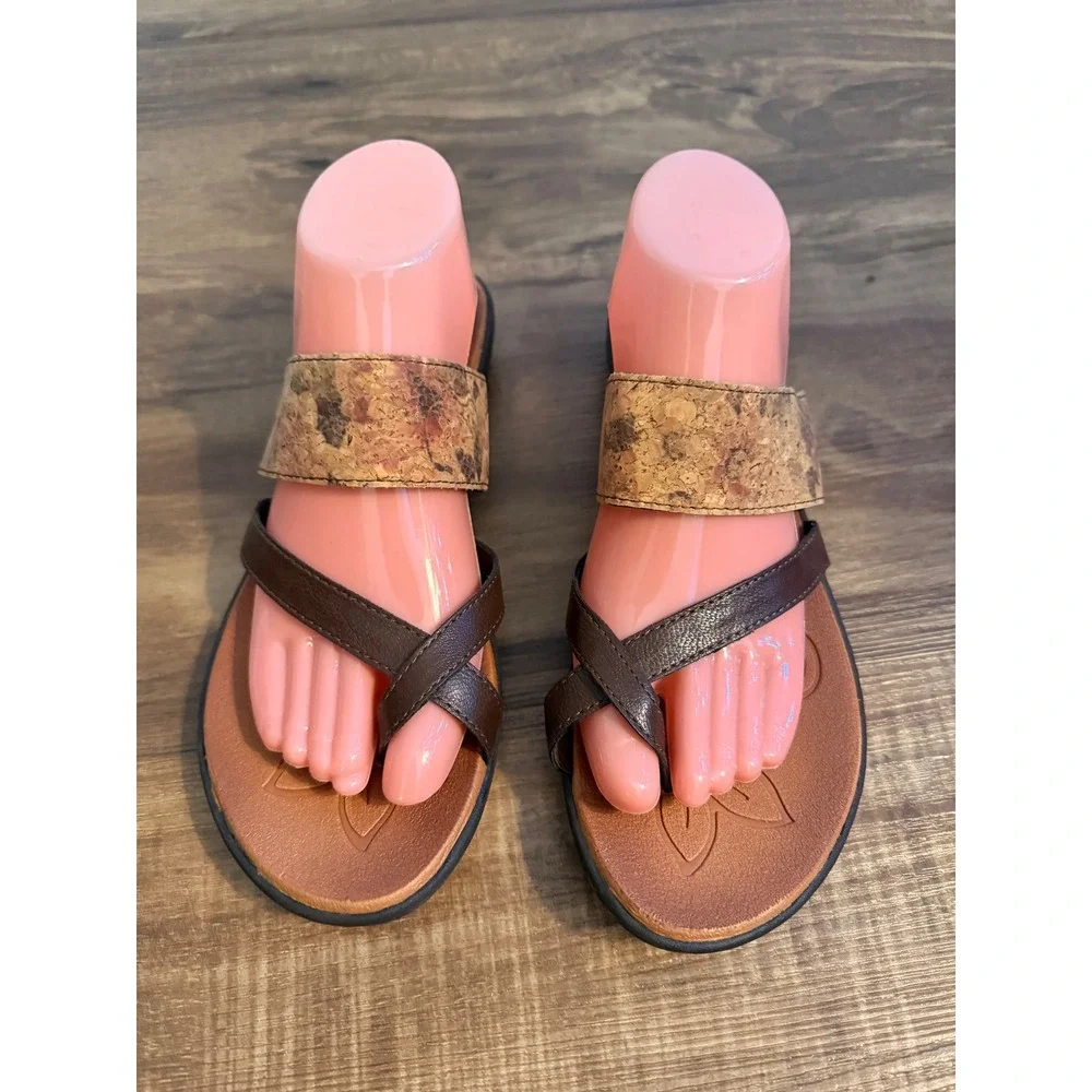 BOC Born Concept Women Brown Cork Strap‎ Thong Sandals Size 9